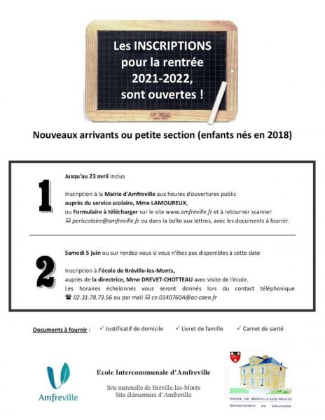 Inscription rentrée 2021-22