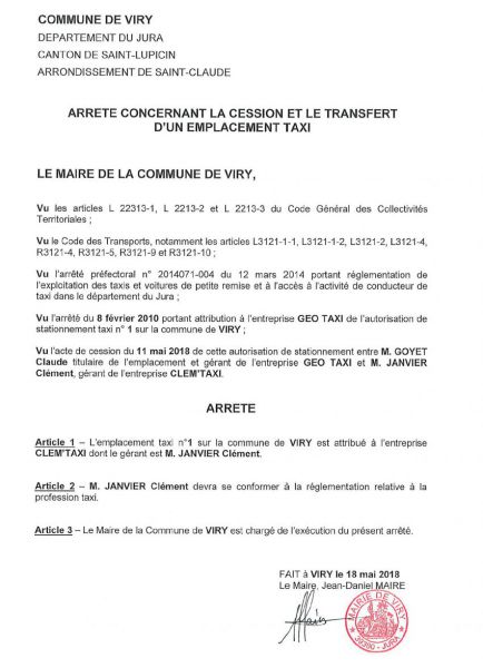 Cession Autorisation Taxi Viry Site Officiel De La Commune Hot